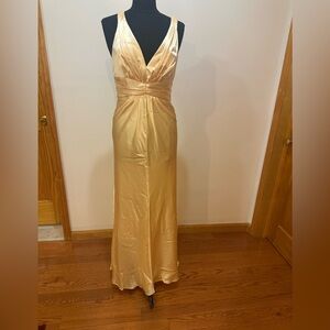 A.B.S Allen Schwartz Elegant Gold Evening Gown ,formal , maxi dress like new